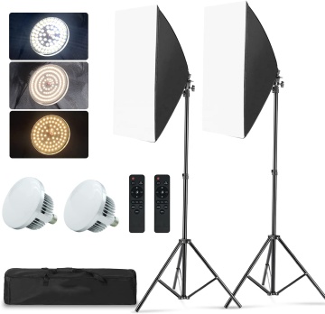 2-Packed LED Bulb with Remote Light Box Kit for Studio Photography Softboxes