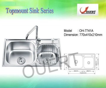 Modern kitchen design above counter double bowl stainless steel sink