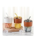 Vertical bamboo cup with lid