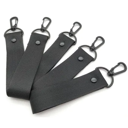 Black Motorcycle Strap Nylon Keychain Customizable