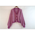 Giacca a maglia viola cappotto da donna personalizzato