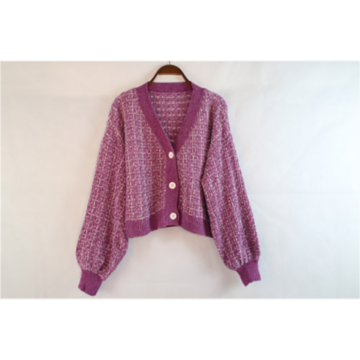 Purple Knitted Jacket Custom Ladies Coat