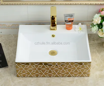 Artistic Golden Basin Counter Basin Ceramics Bathroom Art Basin