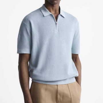 Short Sleeved Pullover 1/4-Zip Sweater Polo Shirt