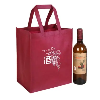 Portable Non-woven Custom One Bottle Wine Bag