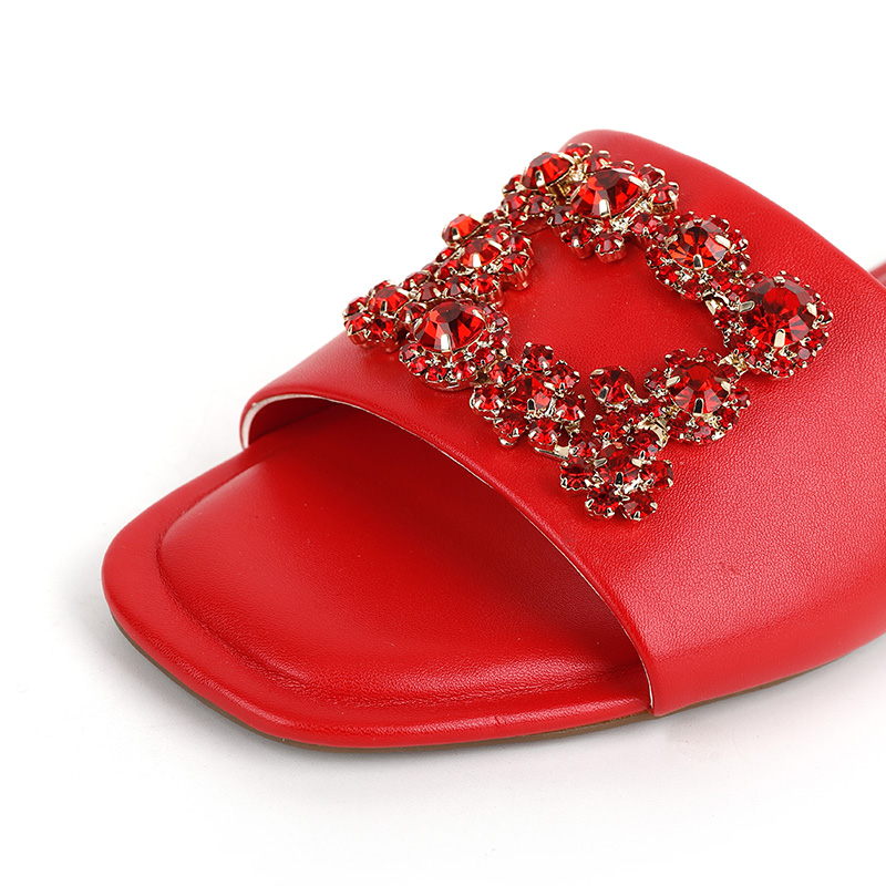 Square Diamond Flat Open-Toe Sandals