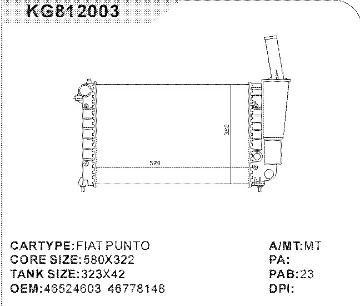 auto radiator car for FIAT PUNTO OEM:46524603  46778148