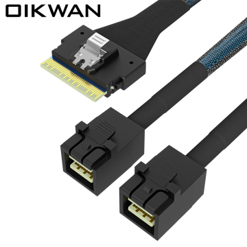 Slim SAS SFF-8654 8i to 2*SFF-8643 HD Minisas Cable Slim SAS to SAS Cable