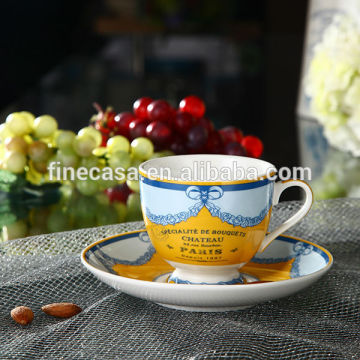 210CC Elegant Fine New Bone China Golden and Blue Tea Cup and Saucer of New Classic