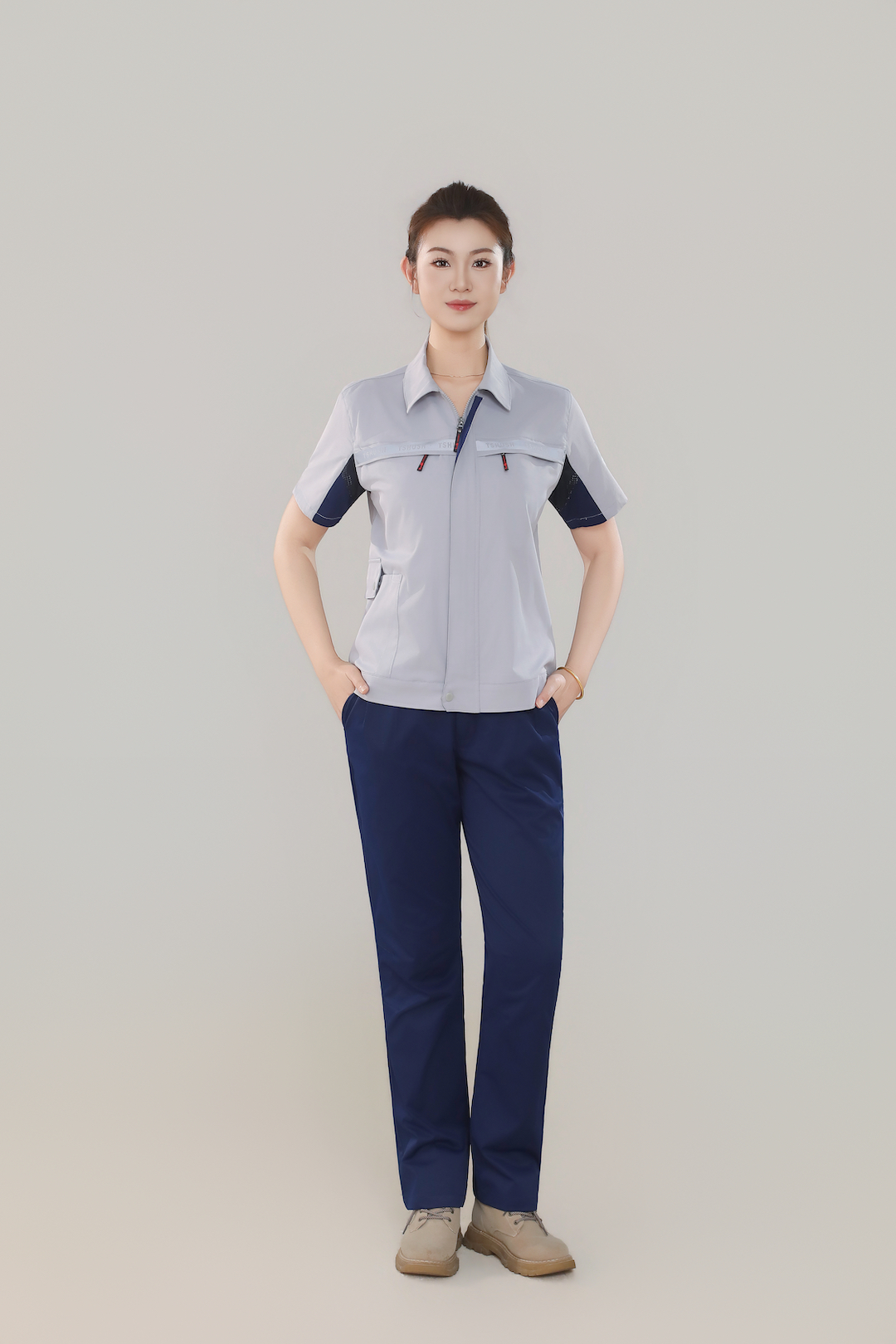 গ্রীষ্মের ছোট-হাতা শীর্ষ - গাঢ় ধূসর