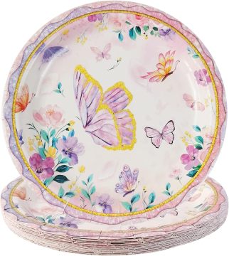 Spring Butterfly Party Plates - Garden Tea Theme Party Supplies