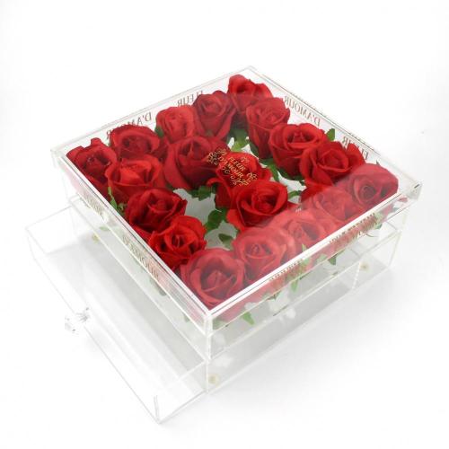 Acrylic Gift Box for Flower with Drawer