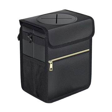 Dandelion Car Trash Can with Lid - Leak-Proof & Waterproof Auto Garbage Bag with Storage Pockets