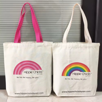Rainbow Print Reusable Canvas Shoulder Tote Bag