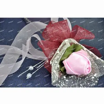 Silver Dust Printed Sherry Organza Ribbon, Made of 100% Polyester Yarn, Used for Gift Ribbon