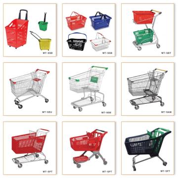 Supermarket aluminum alloy handle rolling shopping basket