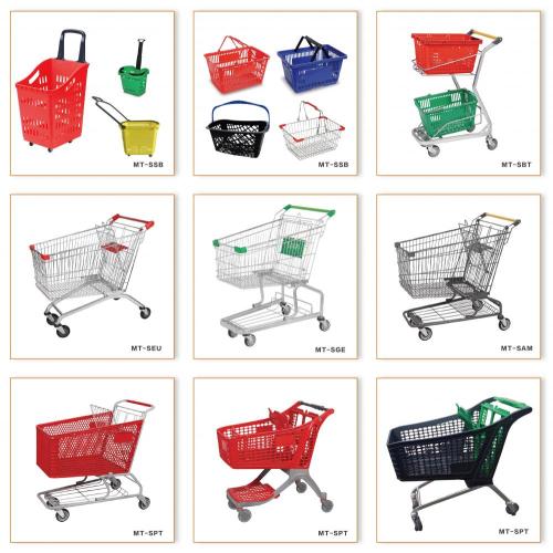 Large Capacity Colorful Plastic Roll Shopping Trolley Basket