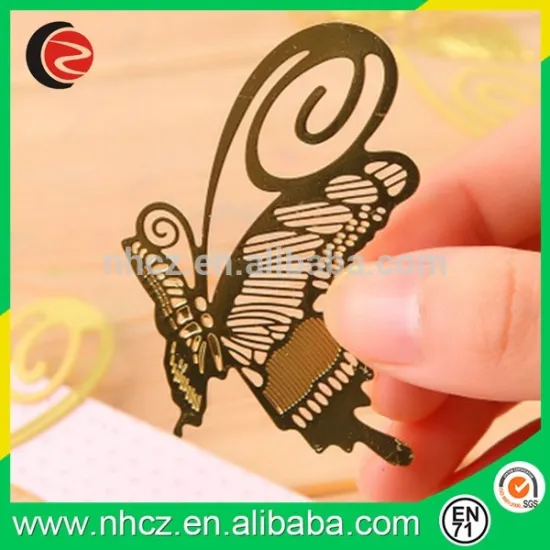 2016 hot sale high quality butterfly style gift use metal bookmarks