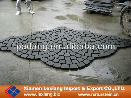 G654 Black Granite Fan Shape Outdoor Paving Cube Stone