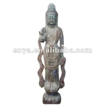 Antique Stone Standing Buddha Sculpture on lotus base