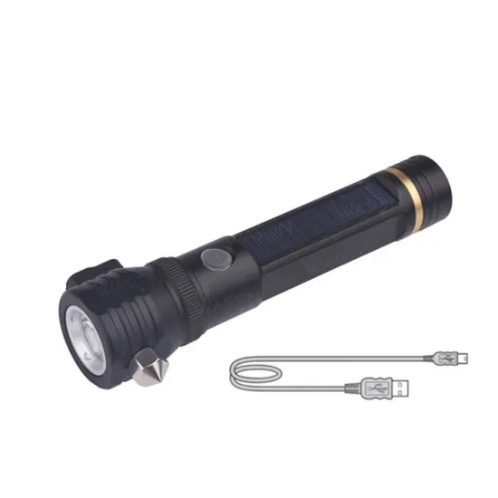 OEM/ODM Multifunction Outdoor Survival Rescue Emergency Solar Rechargeable Flashlight With Knife Hammer And Compass