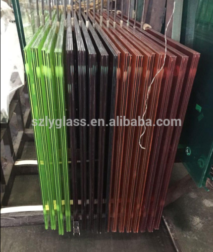 13.52 mm color PVB laminated glass with 0.38mm Vanceva 0001 Coral Rose