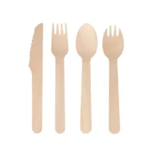Set stoviglie usa e getta da dessert in legno