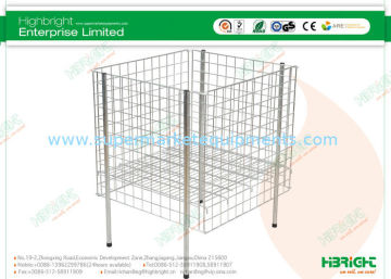 Retail Wire Mesh Collapsible Dump Bin With Adjustable Shelf  Hbe-mc-9