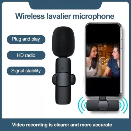 Professional K8 Wireless Lavalier Lapel Microphone for Phone and Vlogging