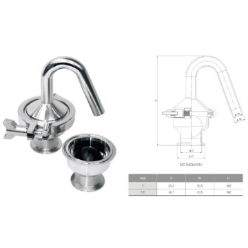 Sanitär rostfritt stål icke standardluftventil