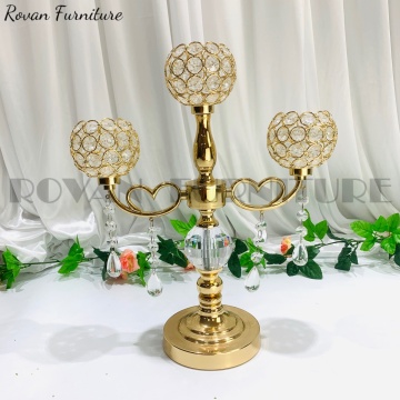 Wedding Gold Road Leader Crystal 3 Cups Table Vase Stand for Centerpiece Decoration