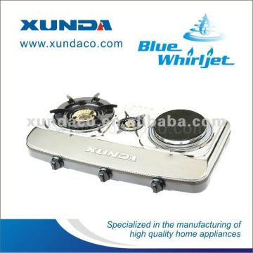 3 burner Gas cooker gas stove with electric hotplate
