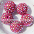 Rose AB Wholesale Solid Round Resin Rhinestone Beads 20*22MM For Jewelry