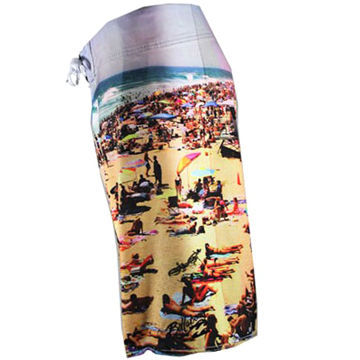 Printed Men's Board Shorts, Fashionable Design, Made of Polyester Peach Skin, OEM Orders are Welcome