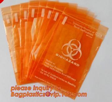 Plastic ziplock medical pharmaceutical packaging bag, medical biohazard transport bag, ldpe Plastic Specimen Bag