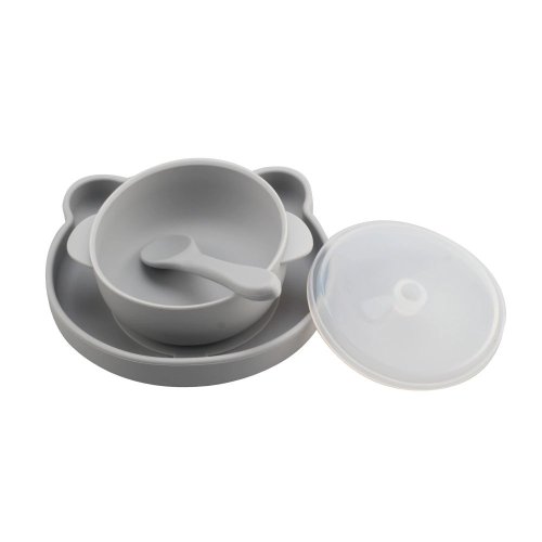 Grey Bear-shaped Silicone Baby Bowl