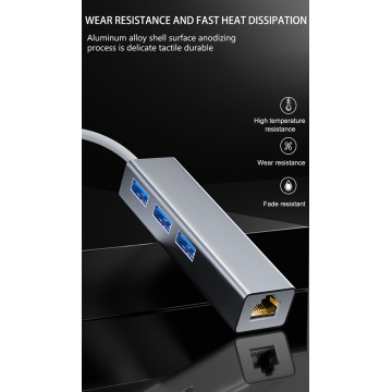 Type-C à RJ45 Adaptateur Ethernet 1000 Mbps HUB USB