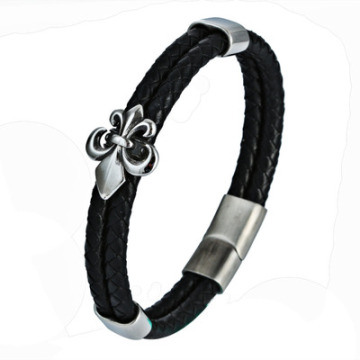 Vintage Engraved Flower Sword Anchor Stainless Steel Bracelet for Men