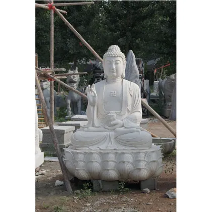 Durable White Hand Carved Marble Stone Buddha Statue Images