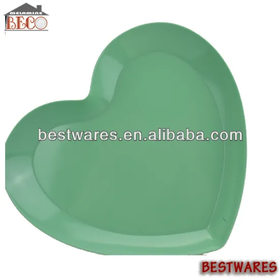 Wholesale melamine green heart shaped pet bowl plate