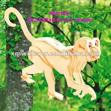 3D Wood animal Puzzle,Monkey,3 sheet