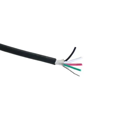 Black 28AWG 4 Conductor Shielded LP Humbucker Guitar Pickup Wire - 1M Length