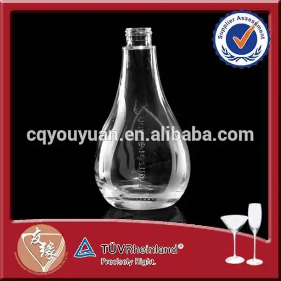 Factory sale screw cap sealing bulb shape embossed wholesale high clear glass bottles 250ml