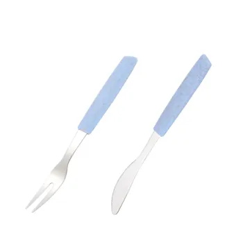 Wheat plastics Stainless Pink Plastic Handle Cutlery Set