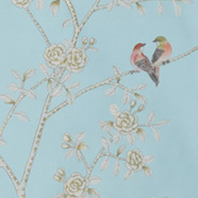 bird Light blue hand-painted wallpaper