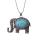 Collier pendentif éléphant turquoise gemme vintage