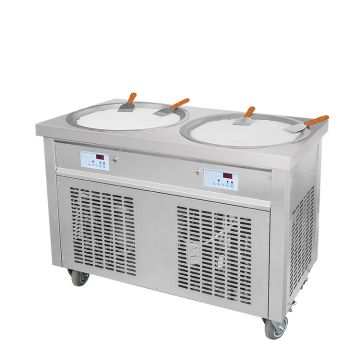 Free Shipping & Tax Included: Double Round Ice Pan ETL Certified Fried Roll Ice Cream Machine