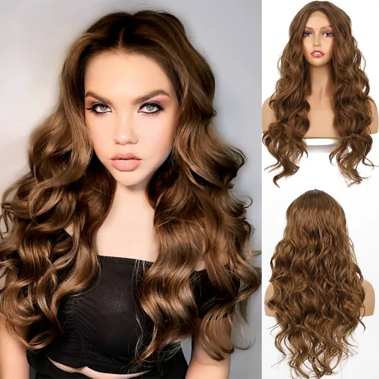 Pre Plucked Hair Line Synthetic Hair Fiber Wigs Women Xuchang U Part Lace Front Wig Curly Long Cheap Good Heat Resistant Hair
