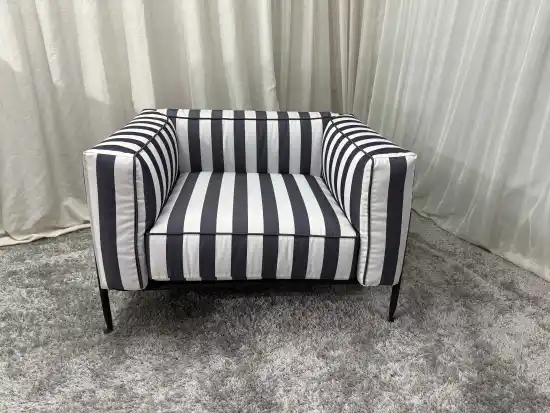 Vintage Style Furniture Striped Outdoor Armrest Lounge Chair