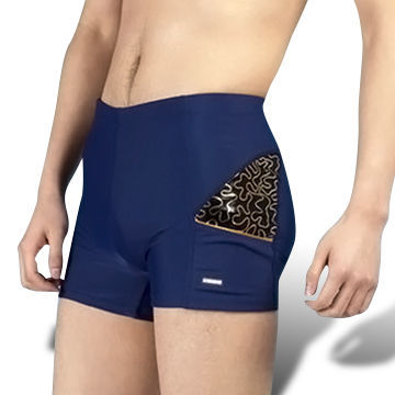 Swimshort with Elastic and Contrast Custs at Sides